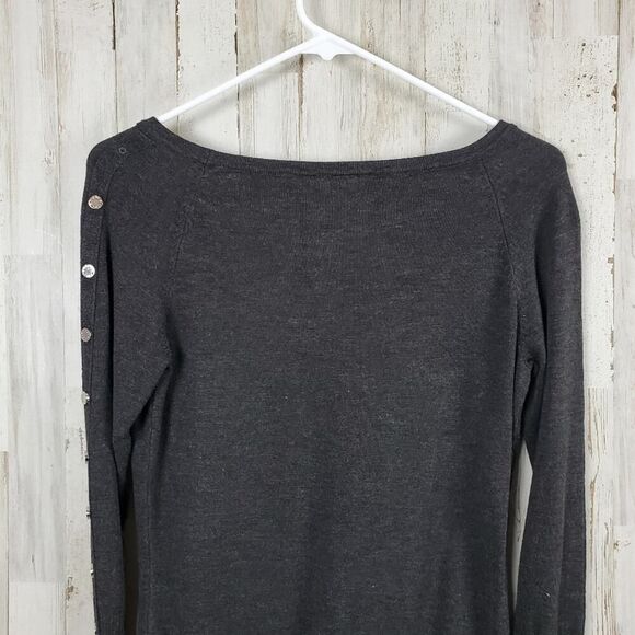 Ravel Button Detail Sweater Dark Gray Size XS - Picture 9 of 10